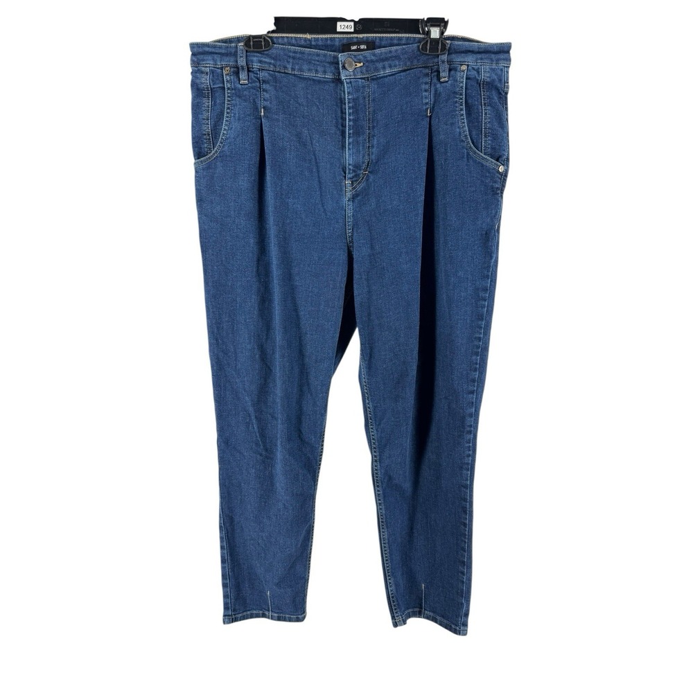 Saint + Sofia Women's 100% Cotton Pleated Tapered Leg Jeans Size 38